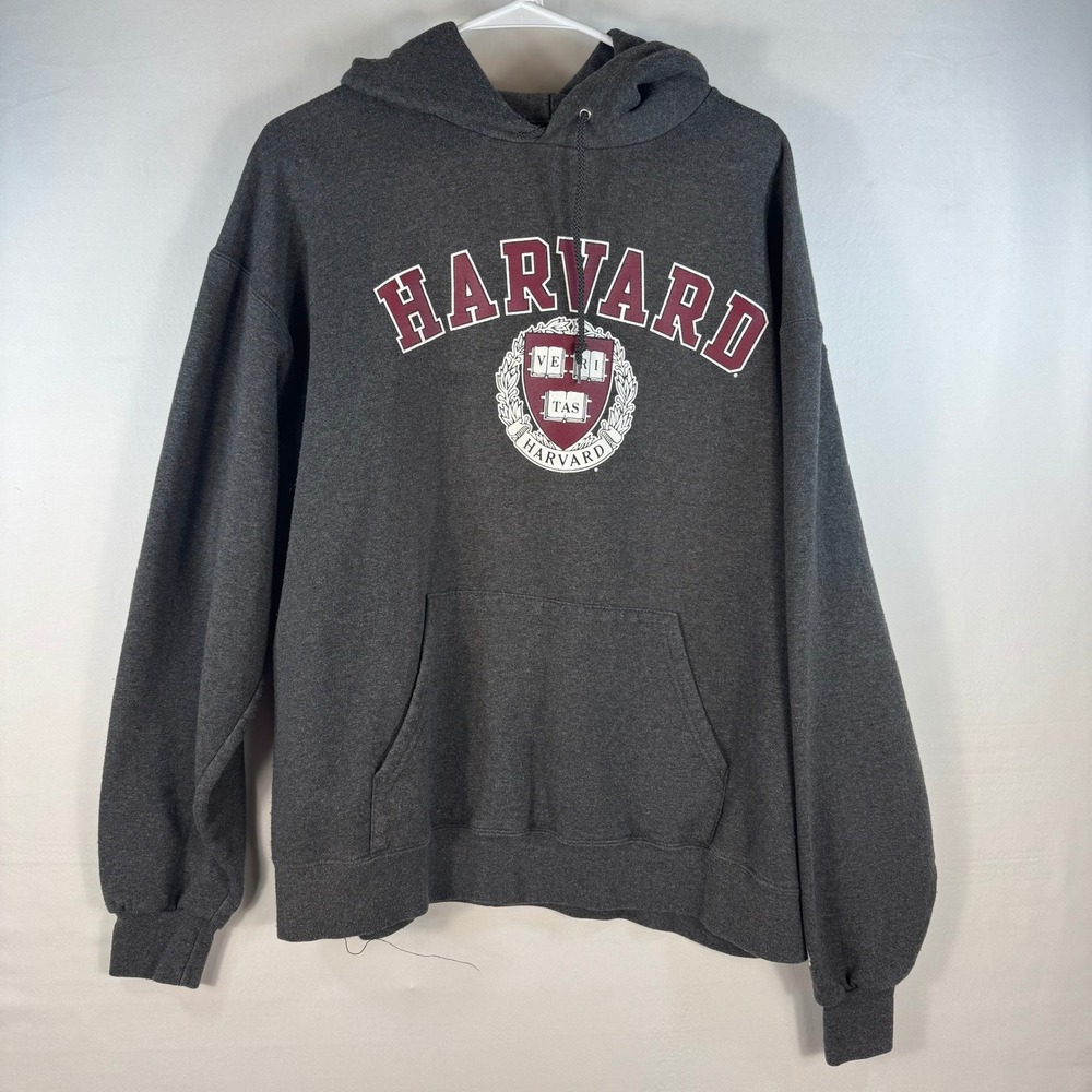 Champion Harvard University Hoodie XL Gray Eco Fleece Sweatshirt CS2071-990